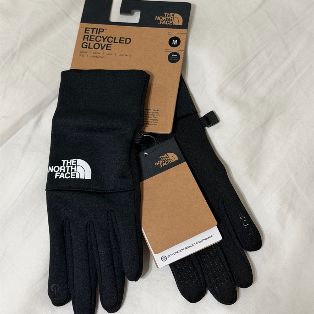 New North Face ETIP Recycled Gloves Black Men's Medium M $45 MSRP